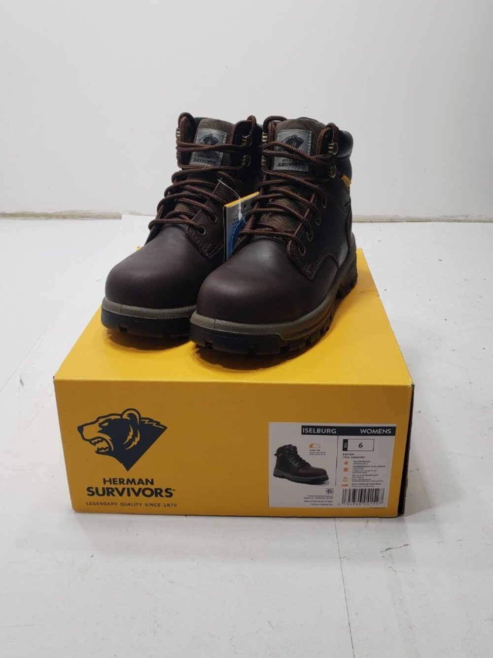 Herman Survivors Iselburg Women's Size 6 Steel Toe Waterproof Work Boots Brown